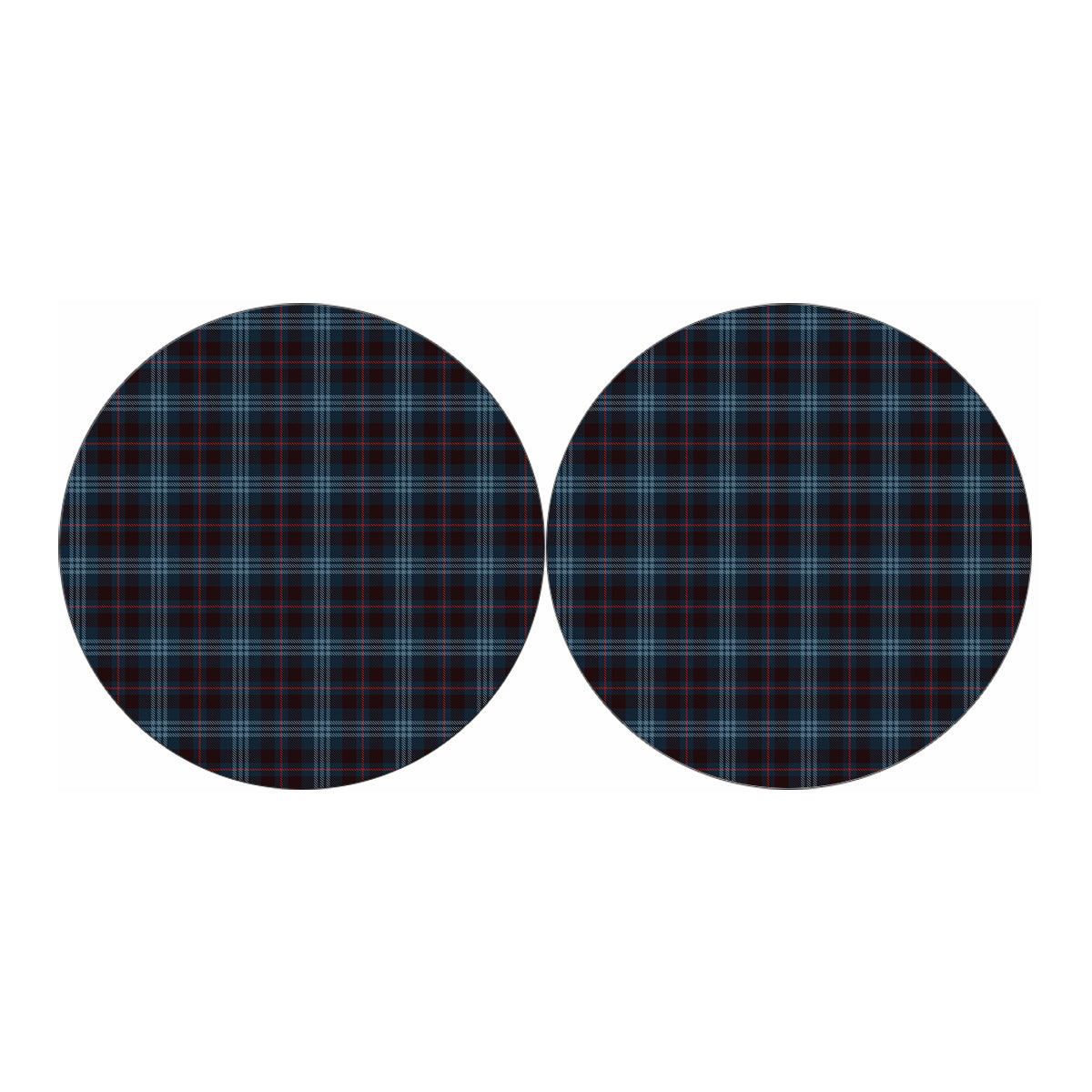 Dark Blue Tartan Pattern Print Car Coasters