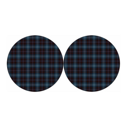 Dark Blue Tartan Pattern Print Car Coasters