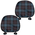 Dark Blue Tartan Pattern Print Car Headrest Covers