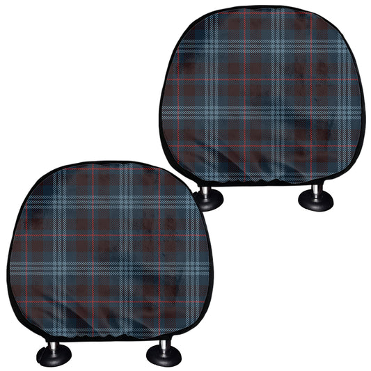 Dark Blue Tartan Pattern Print Car Headrest Covers