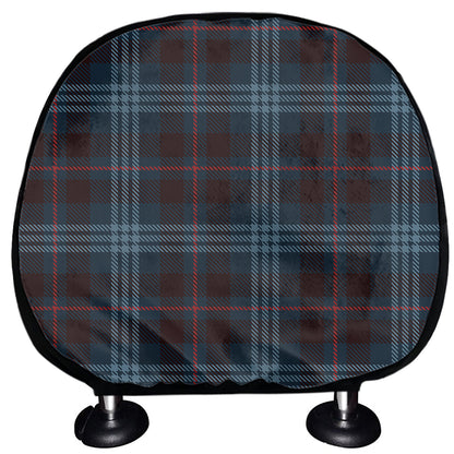 Dark Blue Tartan Pattern Print Car Headrest Covers