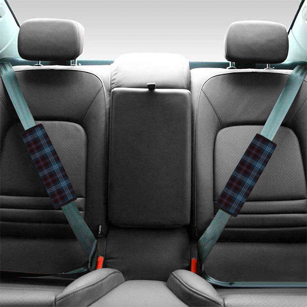 Dark Blue Tartan Pattern Print Car Seat Belt Covers
