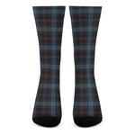 Dark Blue Tartan Pattern Print Crew Socks