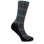 Dark Blue Tartan Pattern Print Crew Socks
