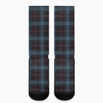 Dark Blue Tartan Pattern Print Crew Socks