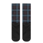 Dark Blue Tartan Pattern Print Crew Socks