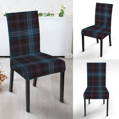 Dark Blue Tartan Pattern Print Dining Chair Slipcover