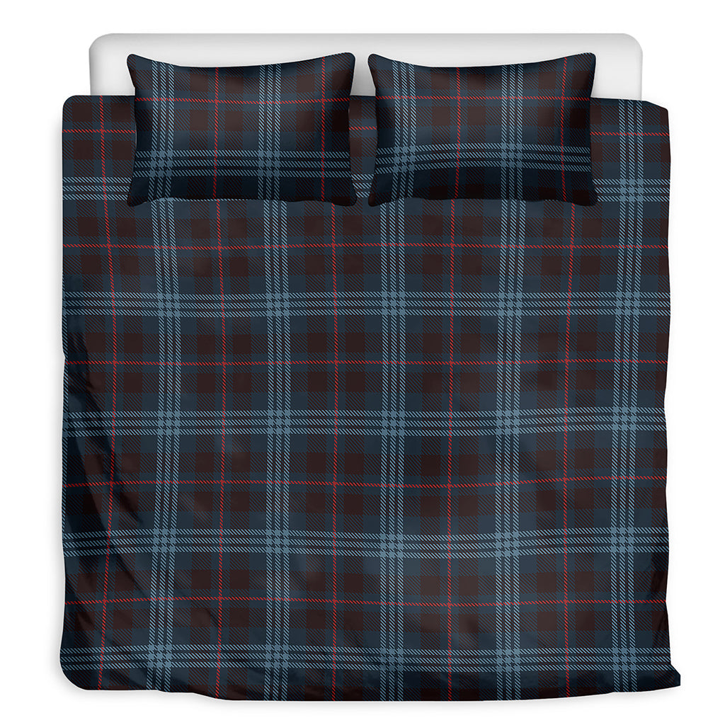Dark Blue Tartan Pattern Print Duvet Cover Bedding Set