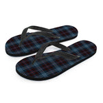 Dark Blue Tartan Pattern Print Flip Flops