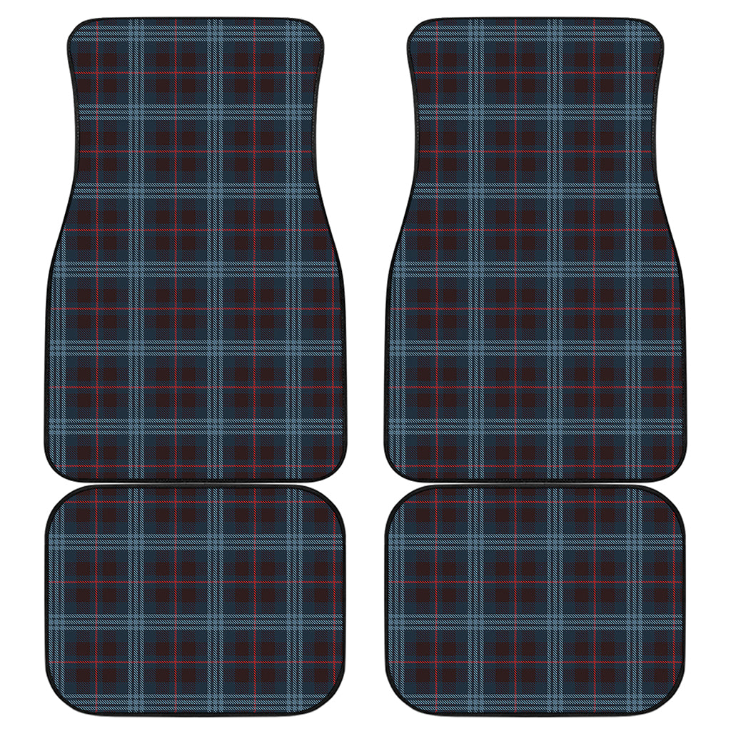 Dark Blue Tartan Pattern Print Front and Back Car Floor Mats