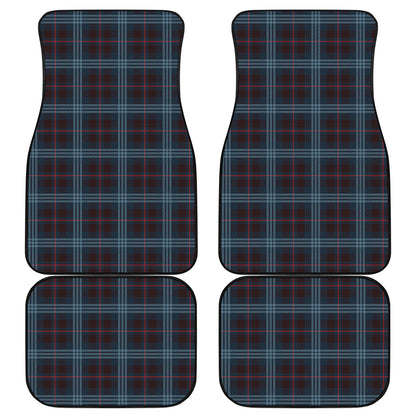 Dark Blue Tartan Pattern Print Front and Back Car Floor Mats