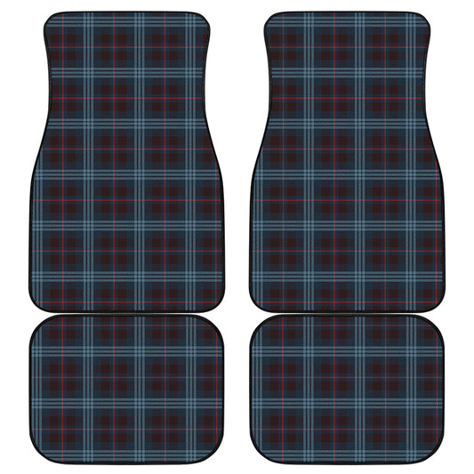 Dark Blue Tartan Pattern Print Front and Back Car Floor Mats
