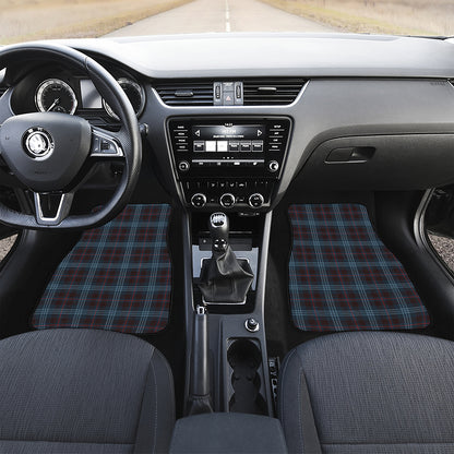 Dark Blue Tartan Pattern Print Front and Back Car Floor Mats