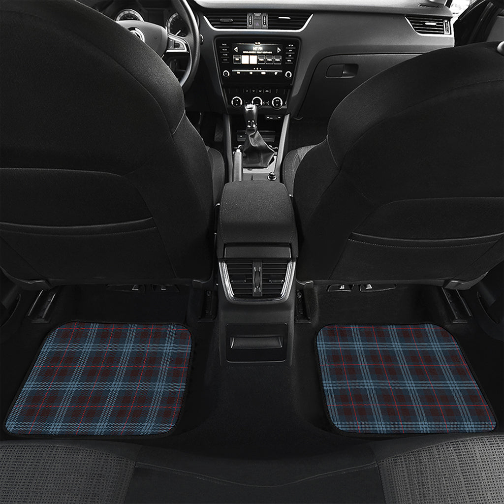Dark Blue Tartan Pattern Print Front and Back Car Floor Mats