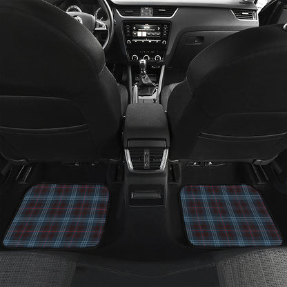 Dark Blue Tartan Pattern Print Front and Back Car Floor Mats