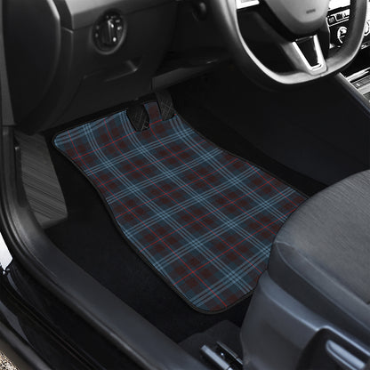 Dark Blue Tartan Pattern Print Front and Back Car Floor Mats