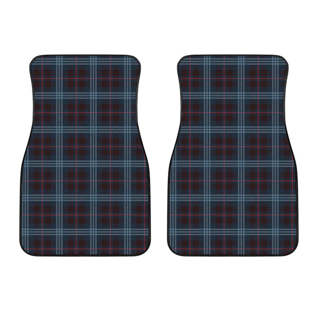 Dark Blue Tartan Pattern Print Front Car Floor Mats