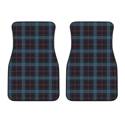 Dark Blue Tartan Pattern Print Front Car Floor Mats