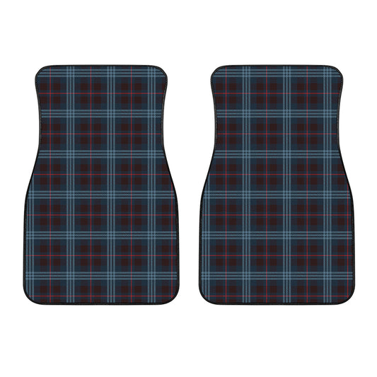 Dark Blue Tartan Pattern Print Front Car Floor Mats