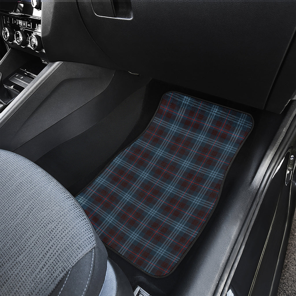 Dark Blue Tartan Pattern Print Front Car Floor Mats