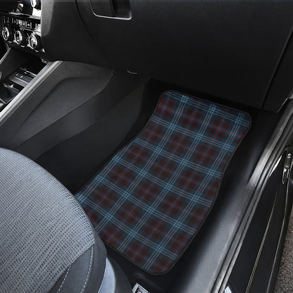 Dark Blue Tartan Pattern Print Front Car Floor Mats
