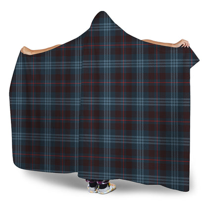 Dark Blue Tartan Pattern Print Hooded Blanket