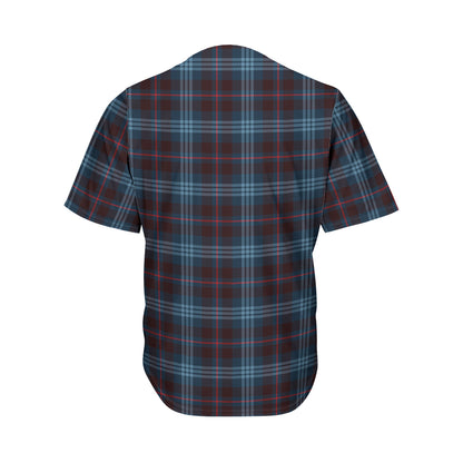Dark Blue Tartan Pattern Print Men's Baseball Jersey