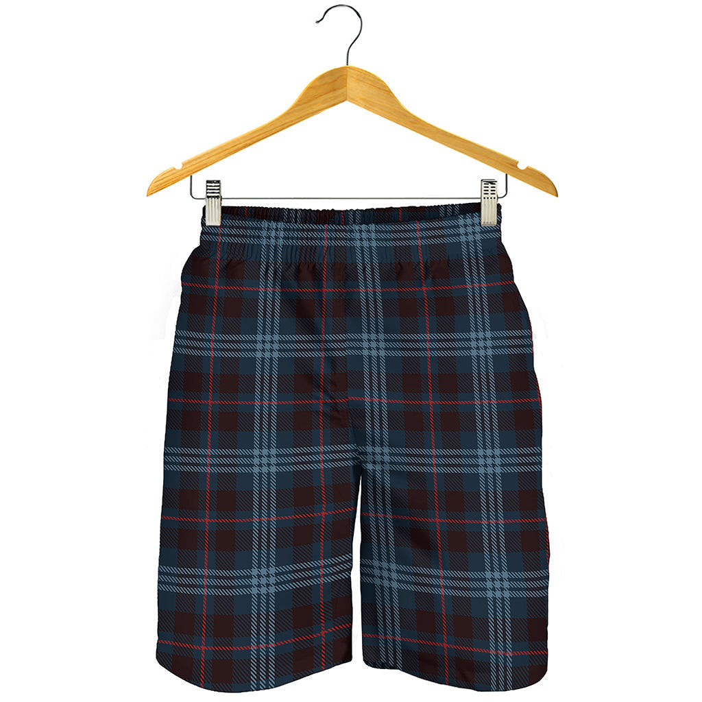 Dark Blue Tartan Pattern Print Men's Shorts
