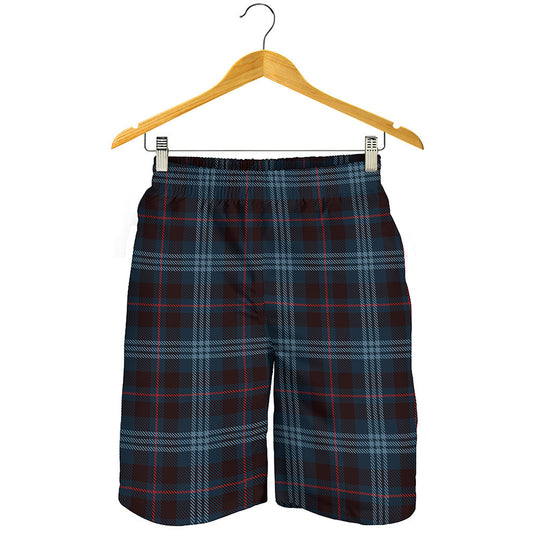Dark Blue Tartan Pattern Print Men's Shorts