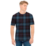 Dark Blue Tartan Pattern Print Men's T-Shirt