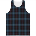 Dark Blue Tartan Pattern Print Men's Tank Top