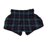 Dark Blue Tartan Pattern Print Muay Thai Boxing Shorts