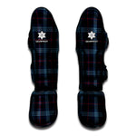 Dark Blue Tartan Pattern Print Muay Thai Shin Guard