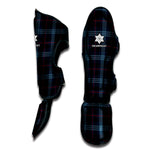 Dark Blue Tartan Pattern Print Muay Thai Shin Guard