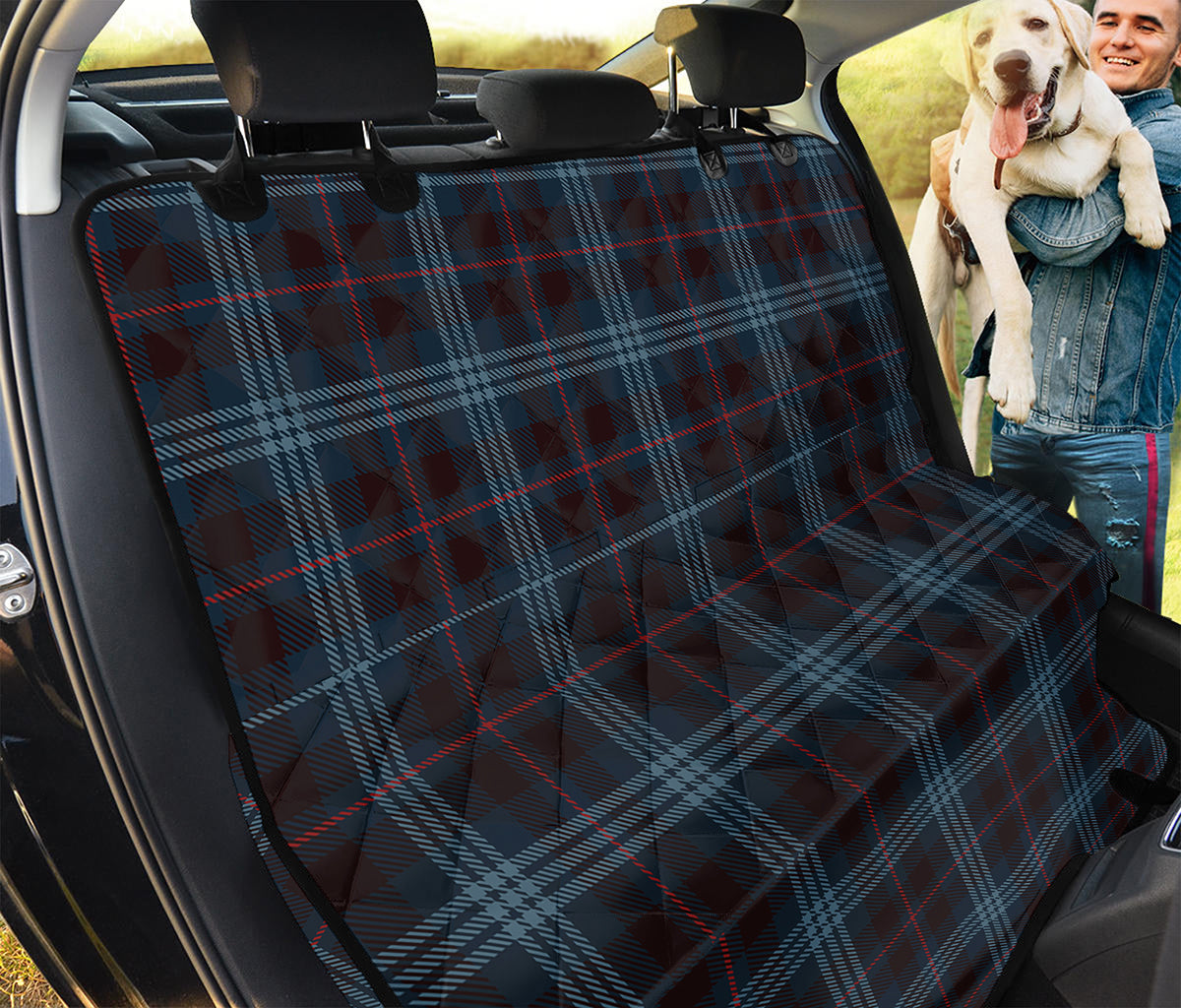 Dark Blue Tartan Pattern Print Pet Car Back Seat Cover