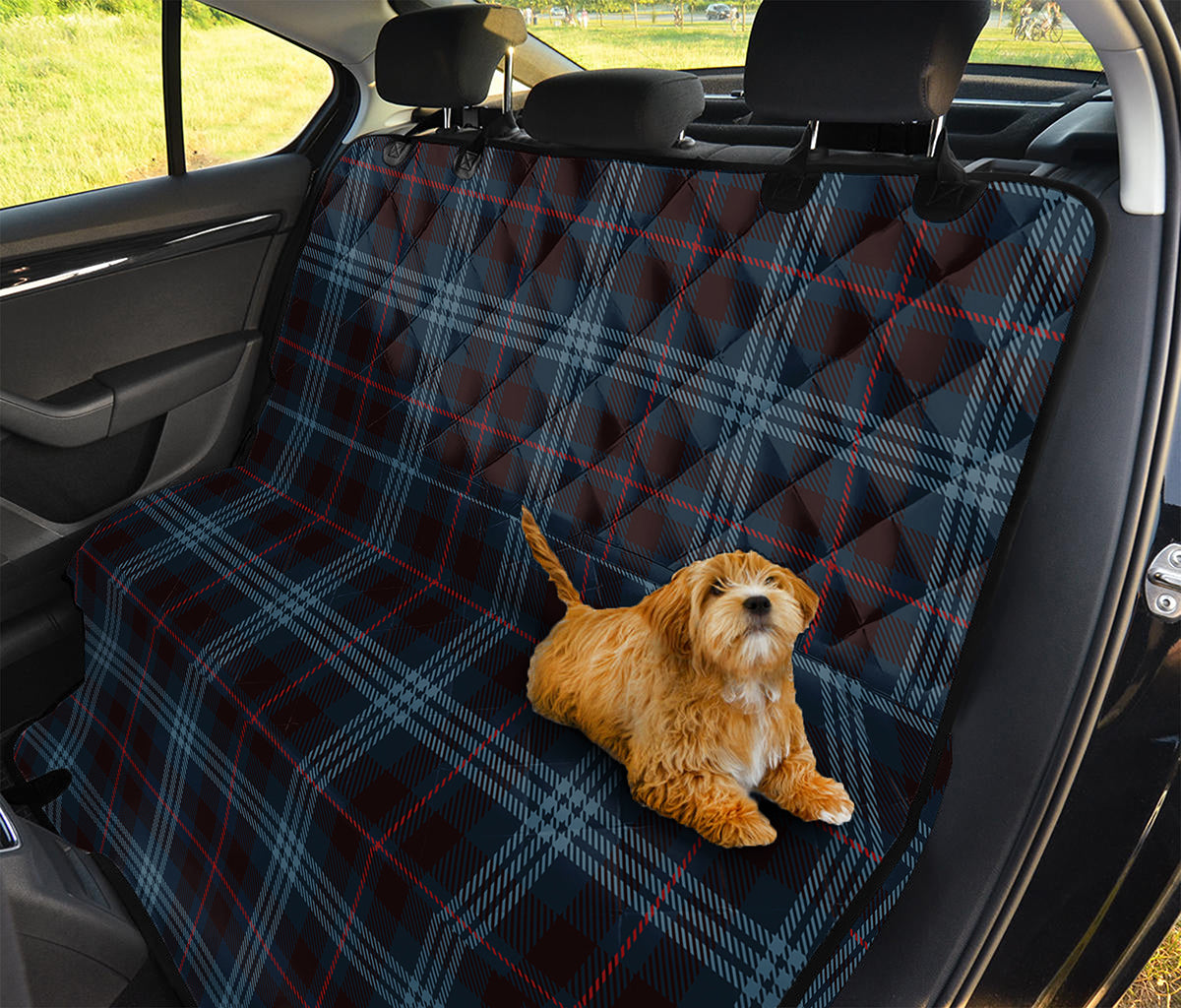 Dark Blue Tartan Pattern Print Pet Car Back Seat Cover