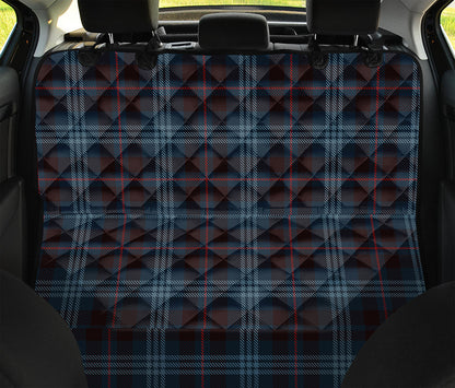 Dark Blue Tartan Pattern Print Pet Car Back Seat Cover