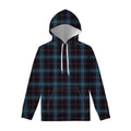 Dark Blue Tartan Pattern Print Pullover Hoodie