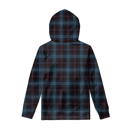 Dark Blue Tartan Pattern Print Pullover Hoodie