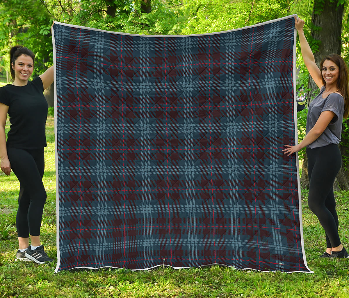 Dark Blue Tartan Pattern Print Quilt