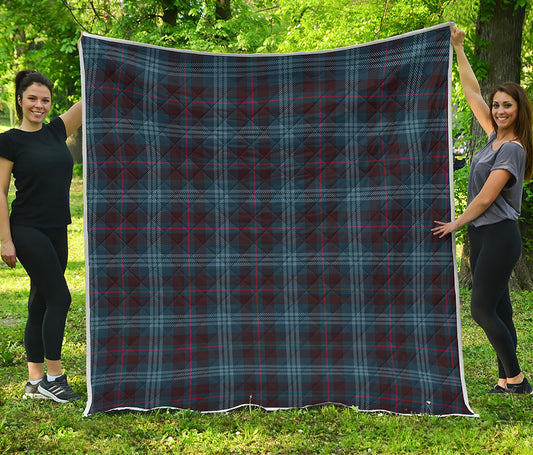 Dark Blue Tartan Pattern Print Quilt