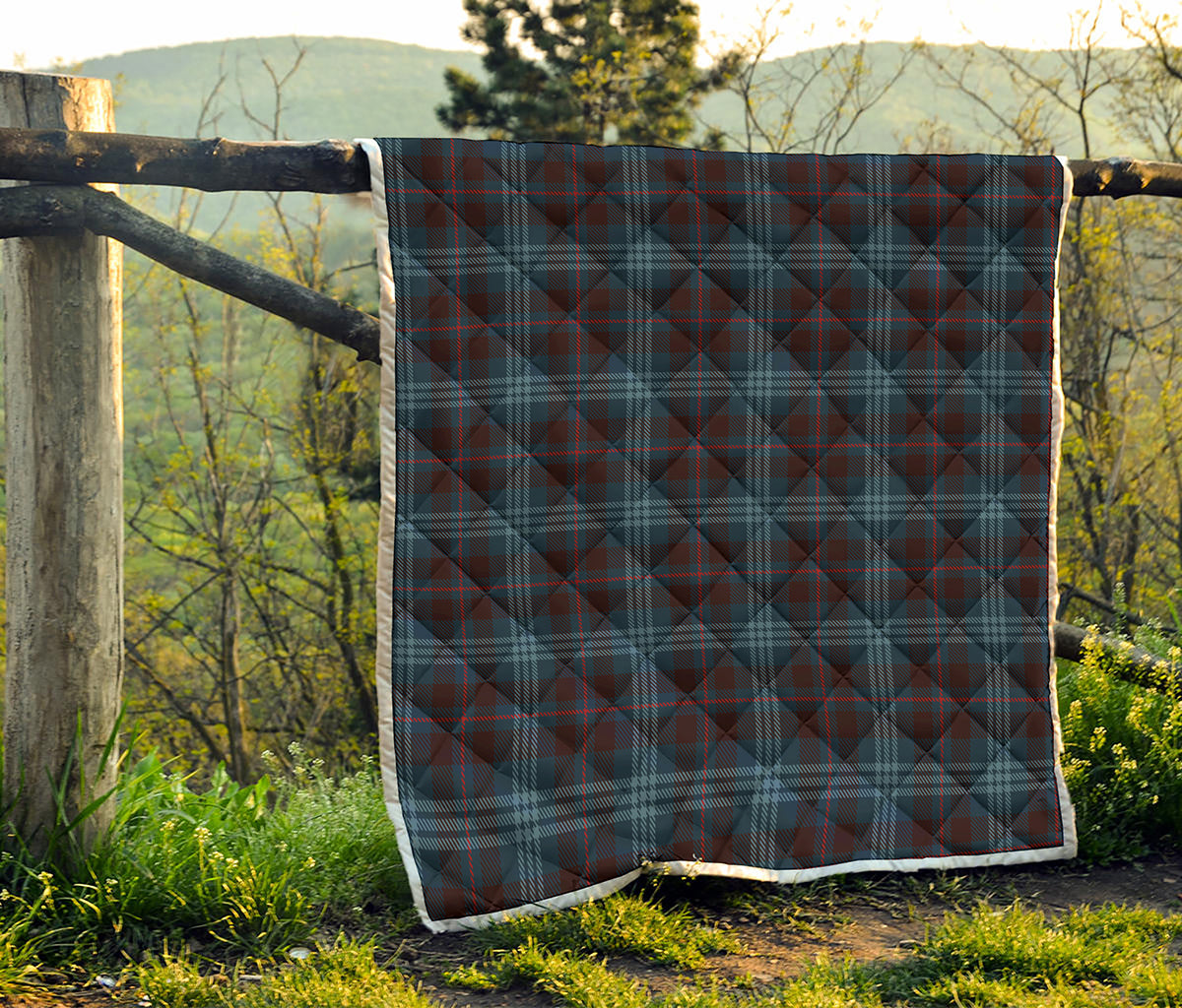 Dark Blue Tartan Pattern Print Quilt