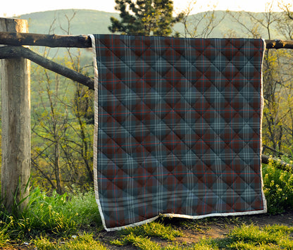 Dark Blue Tartan Pattern Print Quilt