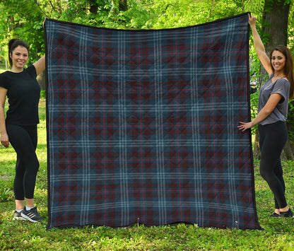 Dark Blue Tartan Pattern Print Quilt