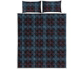 Dark Blue Tartan Pattern Print Quilt Bed Set