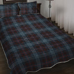 Dark Blue Tartan Pattern Print Quilt Bed Set