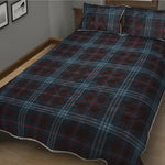 Dark Blue Tartan Pattern Print Quilt Bed Set
