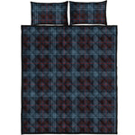 Dark Blue Tartan Pattern Print Quilt Bed Set