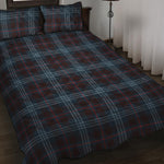 Dark Blue Tartan Pattern Print Quilt Bed Set