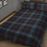 Dark Blue Tartan Pattern Print Quilt Bed Set